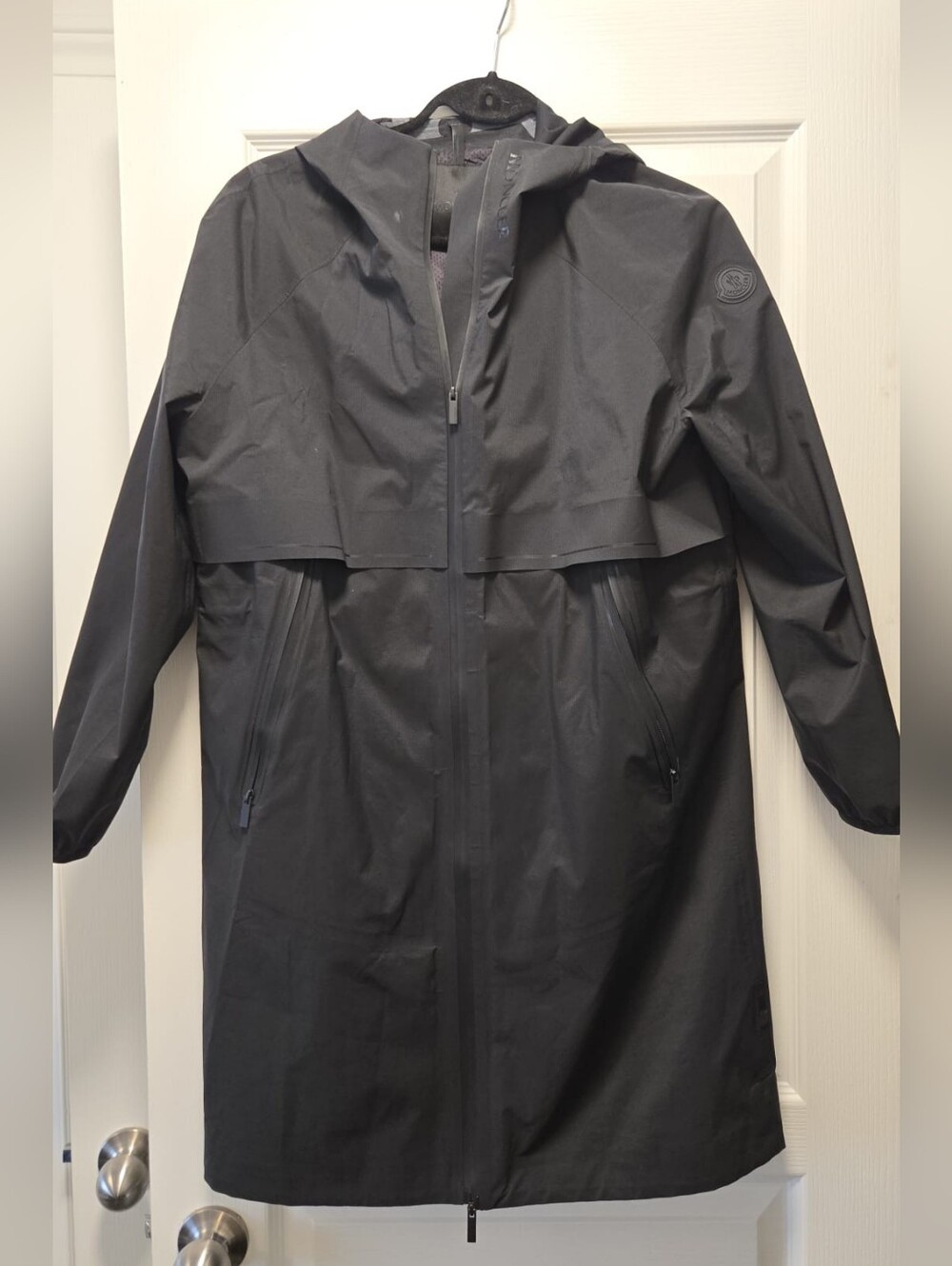 Moncler Women's Black Hooded Long Raincoat